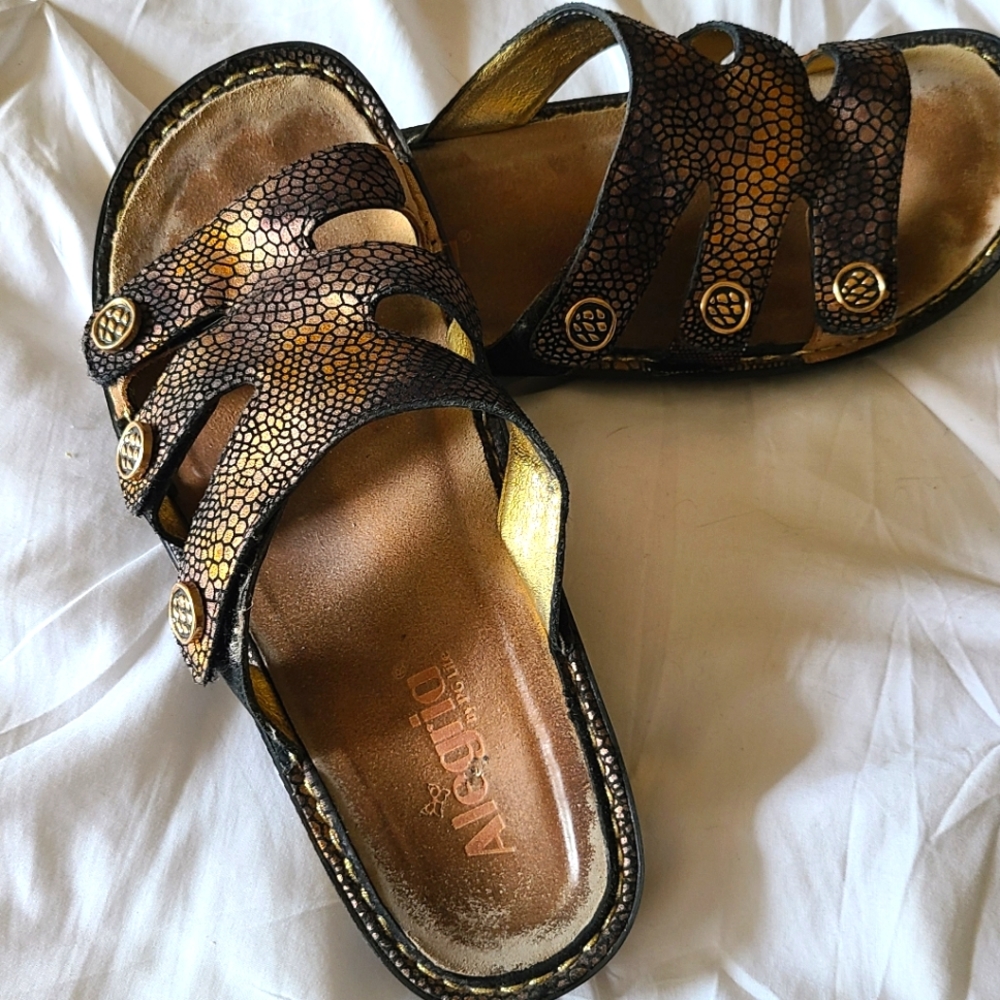 Alegria Womens Viera Leather Slide Sandal